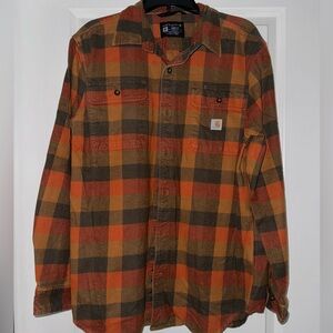 Men’s Loose Fit Button Up Carhartt Long Sleeve Flannel Shirt